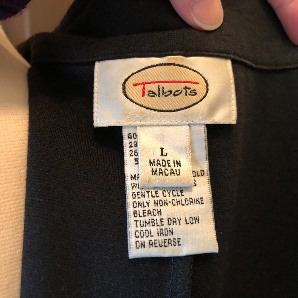 Talbots Full Zip Jacket Basic Solid Black Stretch… - image 7